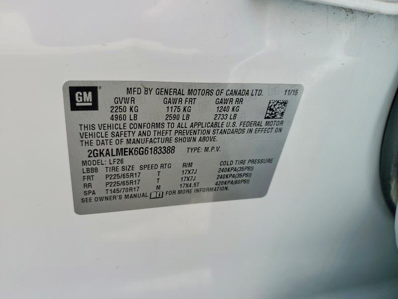 Продажа на аукционе авто 2016 Gmc Terrain, vin: 2GKALMEK6G6183388, номер лота: 51550306