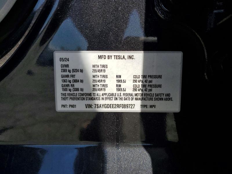 Продажа на аукционе авто 2024 Tesla Model Y, vin: 7SAYGDEE2RF089727, номер лота: 51854276