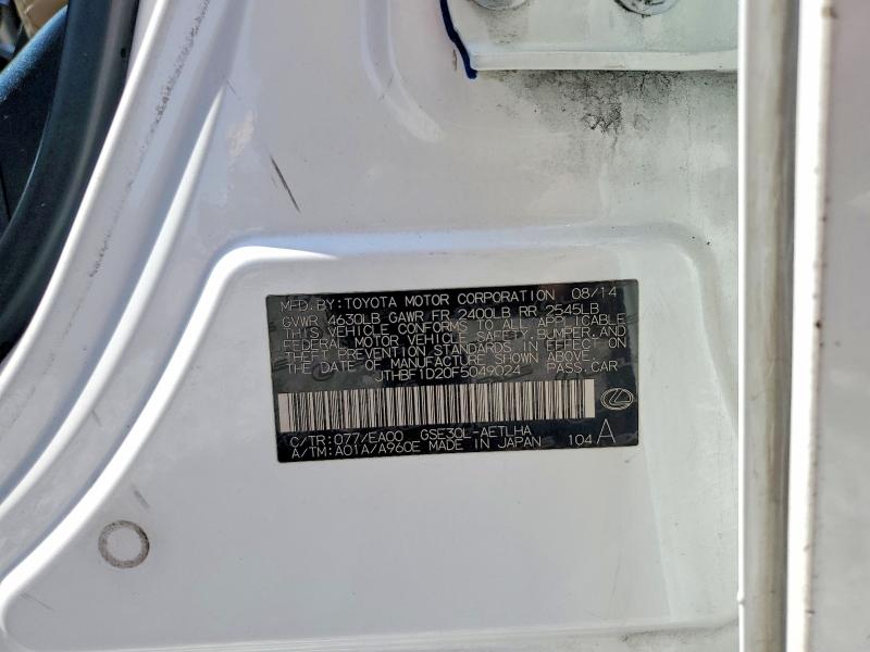 51128886 :رقم المزاد ، JTHBF1D20F5049024 vin ، 2015 Lexus Is مزاد بيع
