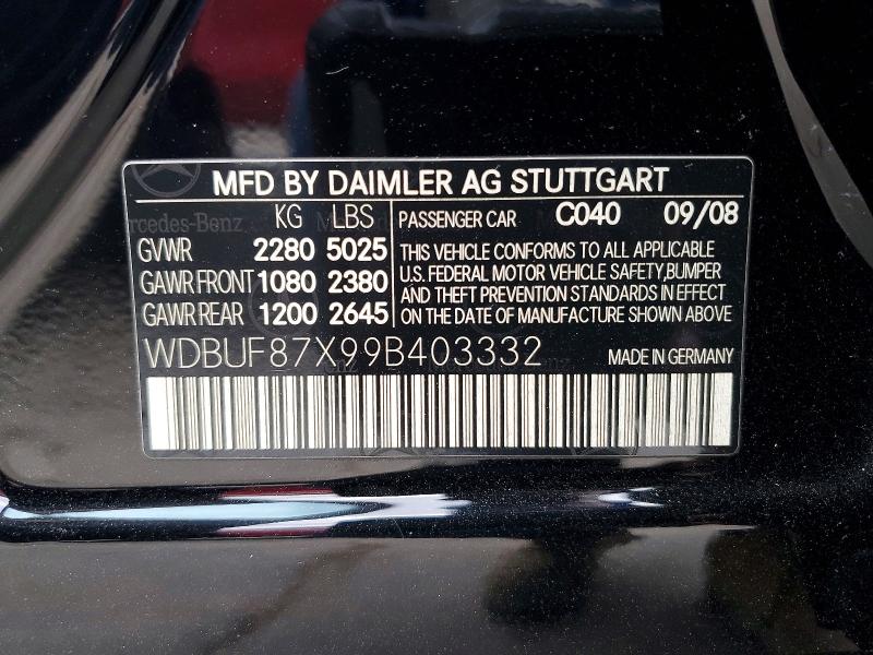 Продажа на аукционе авто 2009 Mercedes-benz E, vin: WDBUF87X99B403332, номер лота: 48587046