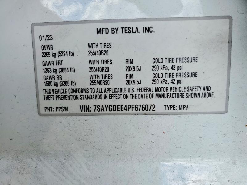 Продаж на аукціоні авто 2023 Tesla Model Y, vin: 7SAYGDEE4PF676072, номер лоту: 50933896