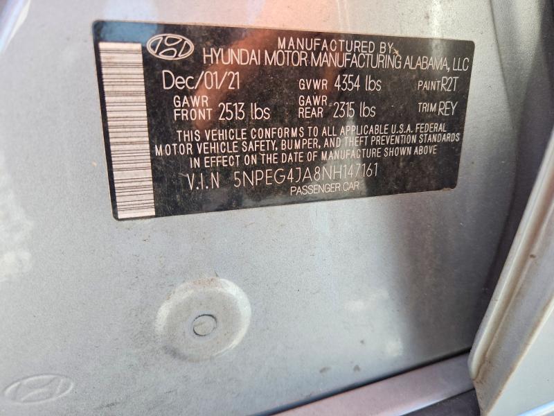 Продаж на аукціоні авто 2022 Hyundai Sonata, vin: 5NPEG4JA8NH147161, номер лоту: 49934206