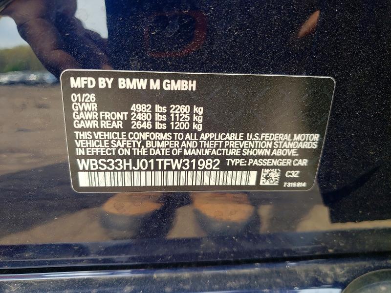 Aukcja sprzedaży 2026 Bmw M3, vin: WBS33HJ01TFW31982, numer aukcji: 51434456