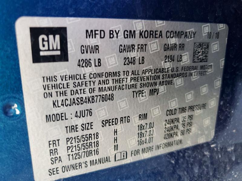 Продаж на аукціоні авто 2019 Buick Encore, vin: KL4CJASB4KB776048, номер лоту: 50171056