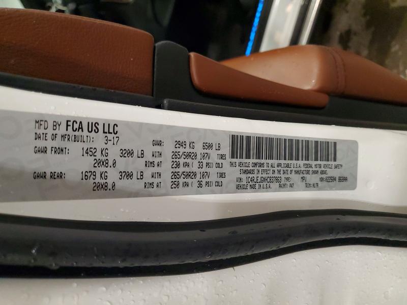 Aukcja sprzedaży 2017 Jeep Grand Cherokee, vin: 1C4RJEJGXHC837863, numer aukcji: 51112996