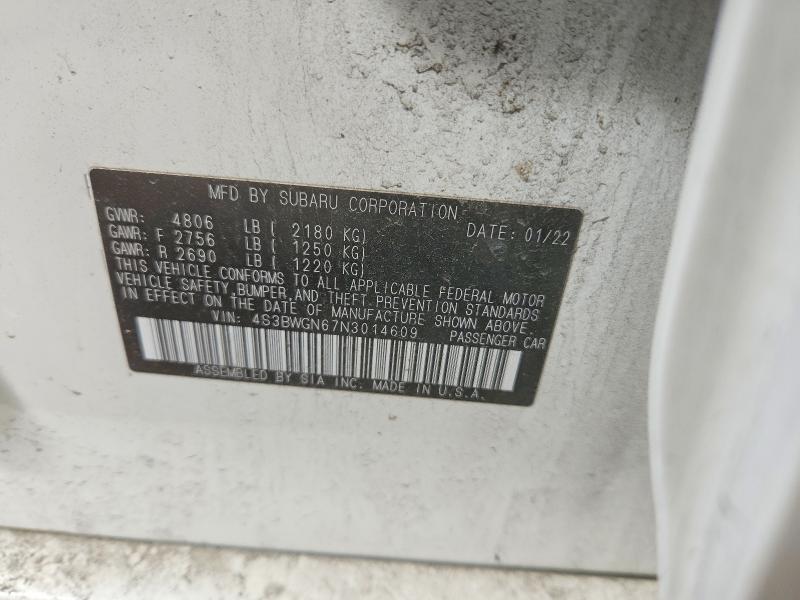 2022 Subaru Legacy მანქანა იყიდება აუქციონზე, vin: 4S3BWGN67N3014609, აუქციონის ნომერი: 48795296