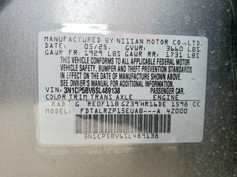 Продаж на аукціоні авто 2025 Nissan Kicks Play, vin: 3N1CP5BV6SL489138, номер лоту: 48600596