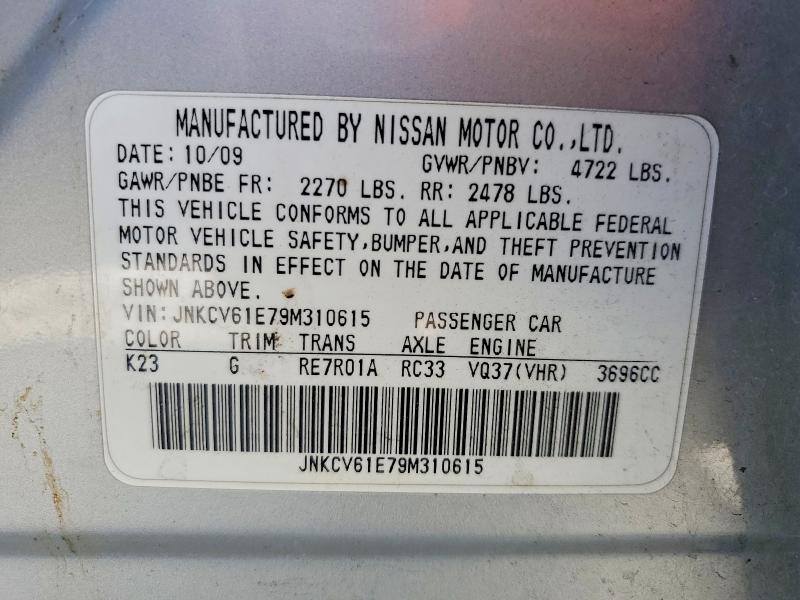 50839166 :رقم المزاد ، JNKCV61E79M310615 vin ، 2009 Infiniti G37 Sedan مزاد بيع