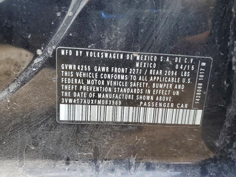 50405316 :رقم المزاد ، 3VW4T7AUXFM083989 vin ، 2015 Volkswagen Gti مزاد بيع