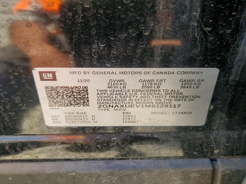 Продаж на аукціоні авто 2021 Chevrolet Equinox, vin: 2GNAXUEV1M6128117, номер лоту: 51371426