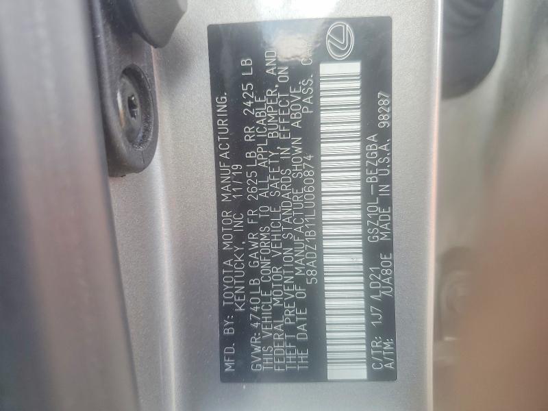 Продажа на аукционе авто 2020 Lexus Es, vin: 58ADZ1B11LU060874, номер лота: 51028176