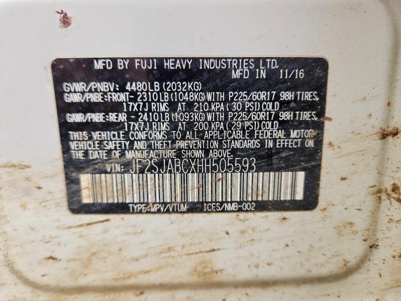 2017 Subaru Forester მანქანა იყიდება აუქციონზე, vin: JF2SJABCXHH505593, აუქციონის ნომერი: 51484556