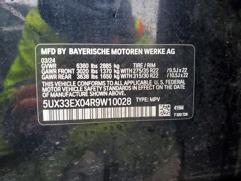 51723986 :رقم المزاد ، 5UX33EX04R9W10028 vin ، 2024 Bmw X6 مزاد بيع