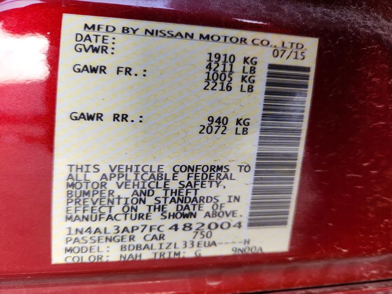 Aukcja sprzedaży 2015 Nissan Altima, vin: 1N4AL3AP7FC482004, numer aukcji: 48974666