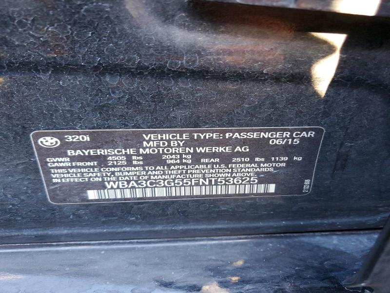 51405596 :رقم المزاد ، WBA3C3G55FNT53625 vin ، 2015 Bmw 320 مزاد بيع