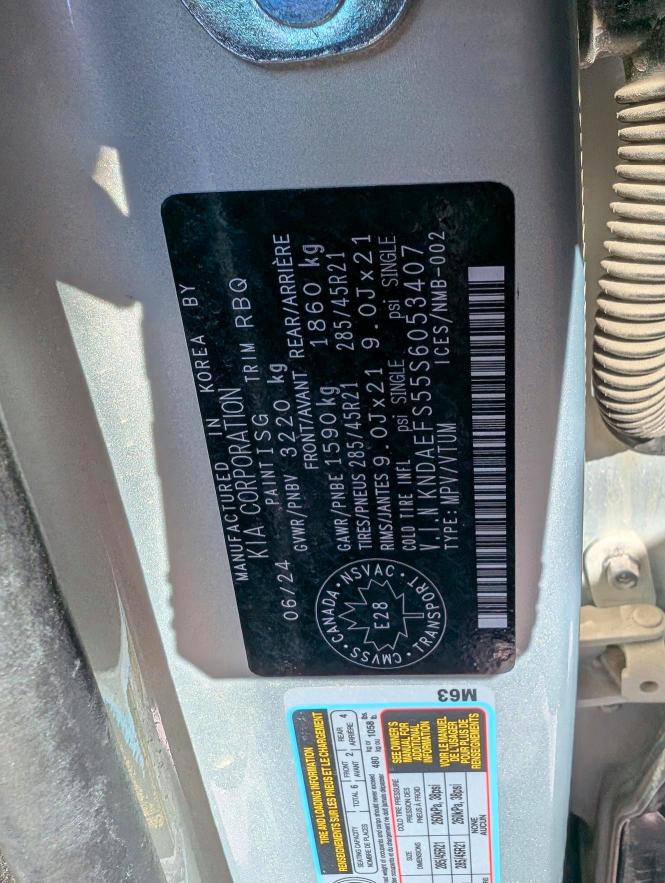 2025 Kia Ev9 მანქანა იყიდება აუქციონზე, vin: KNDAEFS55S6053407, აუქციონის ნომერი: 47717556