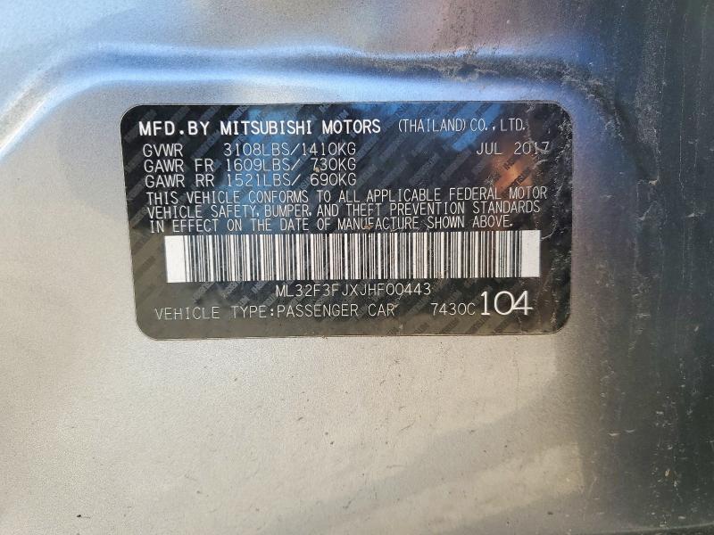 Продаж на аукціоні авто 2018 Mitsubishi Mirage, vin: ML32F3FJXJHF00443, номер лоту: 48778136