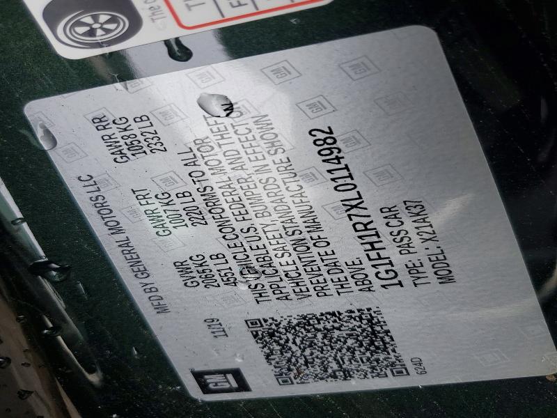 51492516 :رقم المزاد ، 1G1FH1R7XL0114982 vin ، 2020 Chevrolet Camaro مزاد بيع