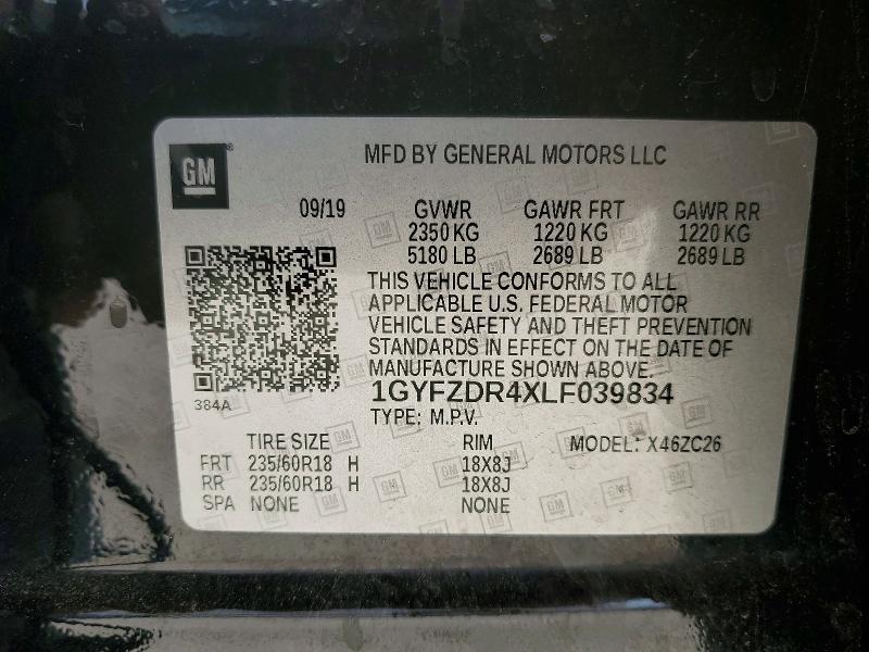 48951196 :رقم المزاد ، 1GYFZDR4XLF039834 vin ، 2020 Cadillac Xt4 مزاد بيع