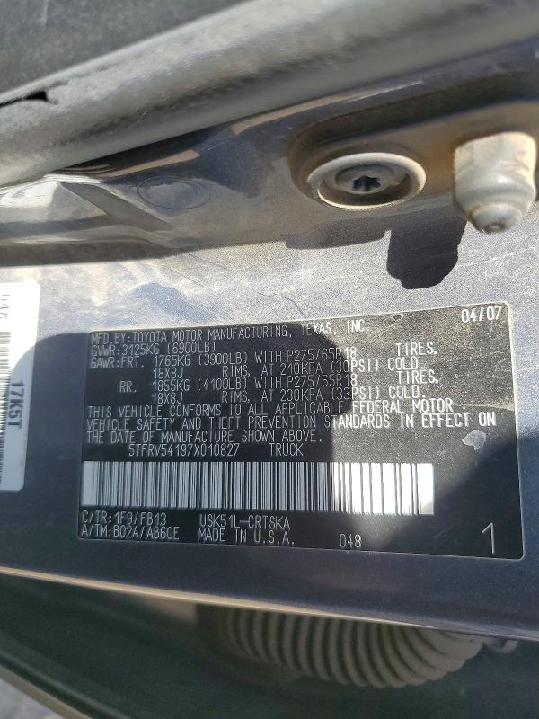 Aukcja sprzedaży 2007 Toyota Tundra, vin: 5TFRV54197X010827, numer aukcji: 51318776