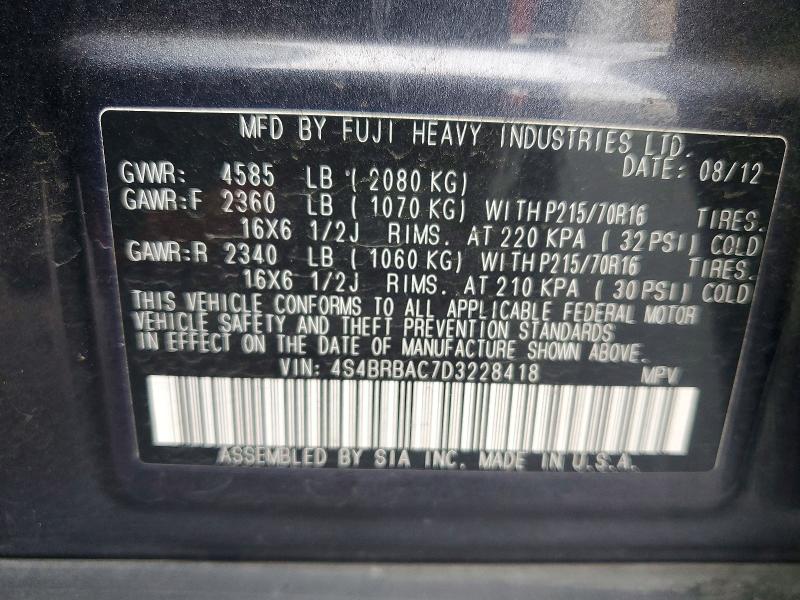 Продаж на аукціоні авто 2013 Subaru Outback, vin: 4S4BRBAC7D3228418, номер лоту: 50602466