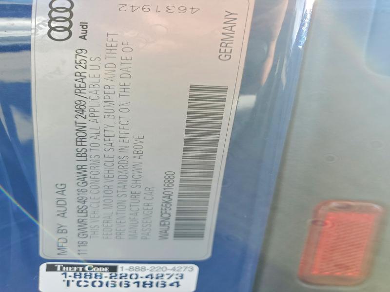 Aukcja sprzedaży 2019 Audi A5, vin: WAUENCF55KA016880, numer aukcji: 50638196