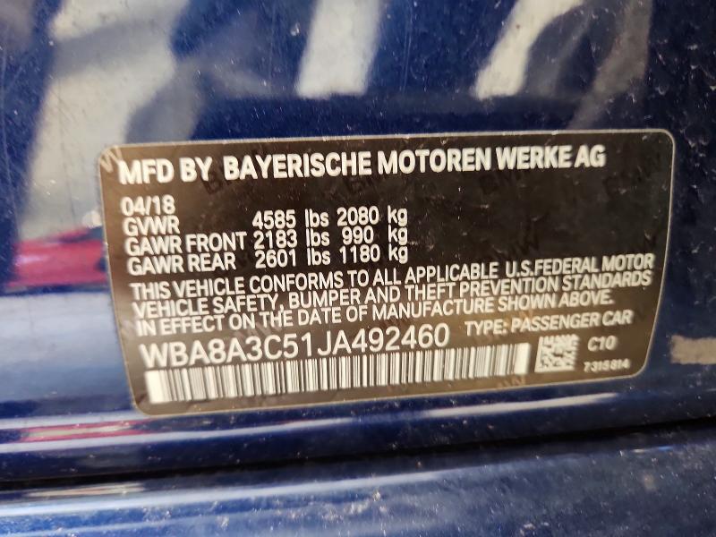 Aukcja sprzedaży 2018 Bmw 320, vin: WBA8A3C51JA492460, numer aukcji: 50816216