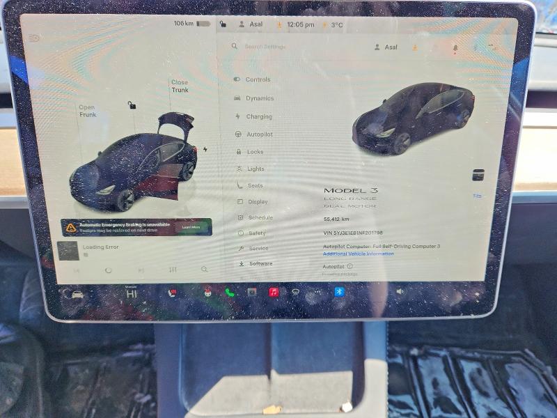 2022 Tesla Model 3 Long Range 75d 4dr Awd მანქანა იყიდება აუქციონზე, vin: 5YJ3E1EB1NF201798, აუქციონის ნომერი: 46231786