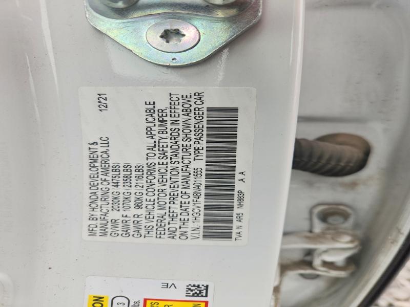 50507406 :رقم المزاد ، 1HGCV1F48NA011555 vin ، 2022 Honda Accord مزاد بيع