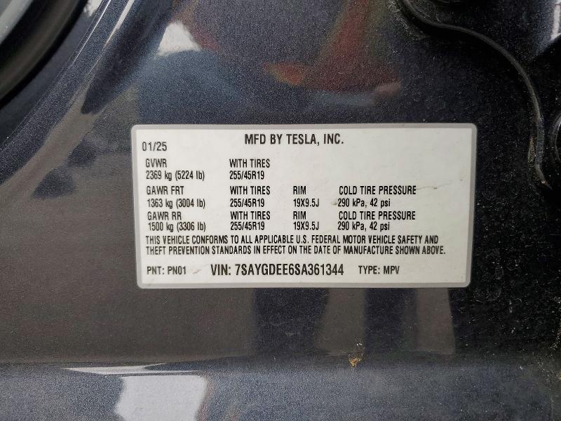 2025 Tesla Model Y მანქანა იყიდება აუქციონზე, vin: 7SAYGDEE6SA361344, აუქციონის ნომერი: 50932746