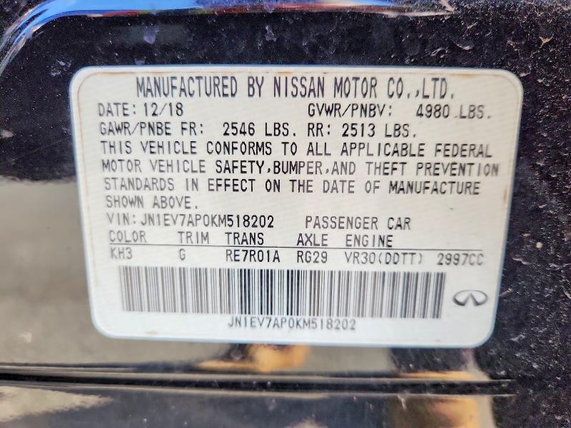 Aukcja sprzedaży 2019 Infiniti Q50, vin: JN1EV7AP0KM518202, numer aukcji: 48614026