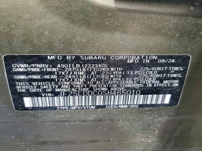 2025 Subaru Forester მანქანა იყიდება აუქციონზე, vin: JF2SLDDC0SH465010, აუქციონის ნომერი: 49718606