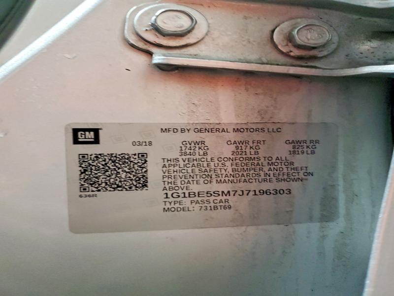 Продажа на аукционе авто 2018 Chevrolet Cruze, vin: 1G1BE5SM7J7196303, номер лота: 49684846