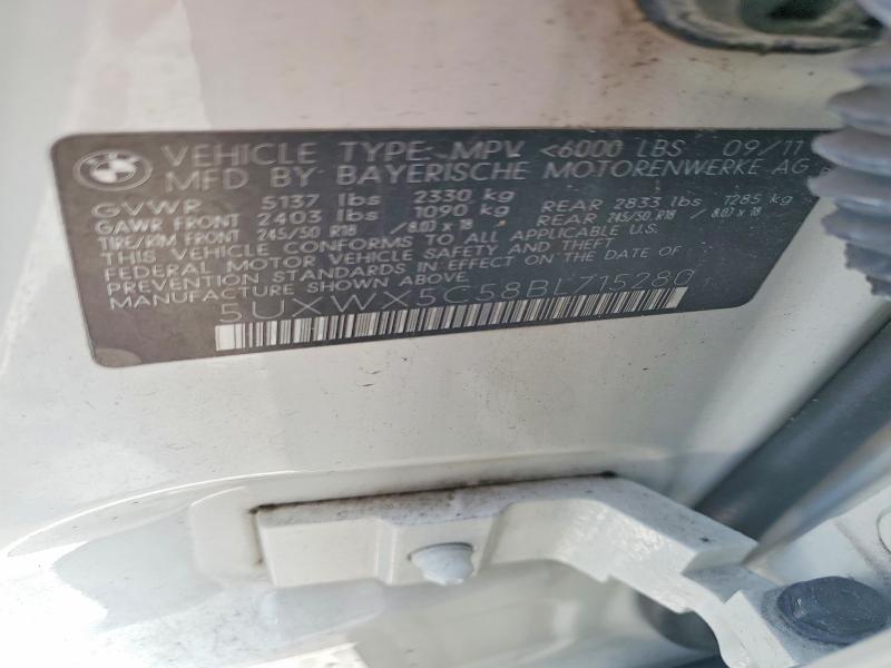 Aukcja sprzedaży 2011 Bmw X3, vin: 5UXWX5C58BL715280, numer aukcji: 50349556