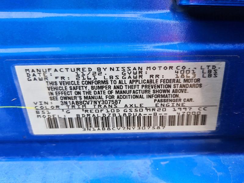 Продаж на аукціоні авто 2022 Nissan Sentra, vin: 3N1AB8CV7NY307587, номер лоту: 46944316