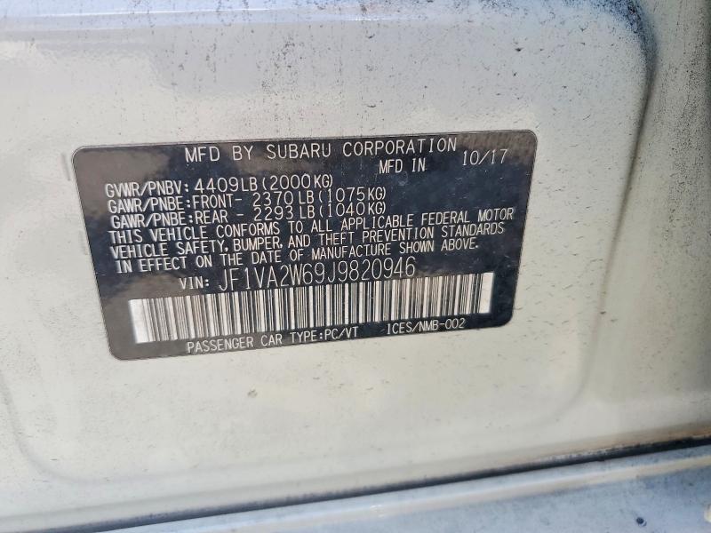 2018 Subaru Wrx მანქანა იყიდება აუქციონზე, vin: JF1VA2W69J9820946, აუქციონის ნომერი: 50393126
