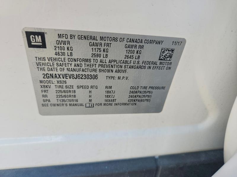 Продажа на аукционе авто 2018 Chevrolet Equinox, vin: 2GNAXVEV8J6230306, номер лота: 48765276