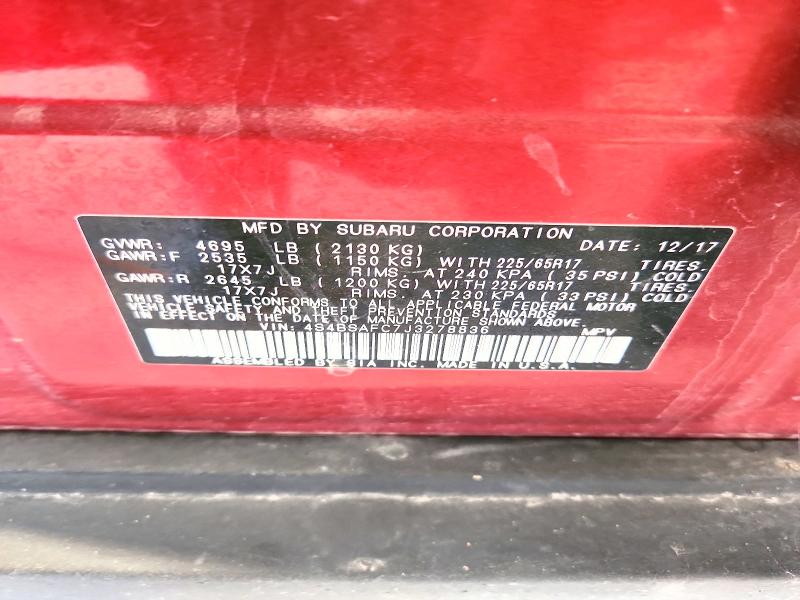 Aukcja sprzedaży 2018 Subaru Outback, vin: 4S4BSAFC7J3278836, numer aukcji: 50069716
