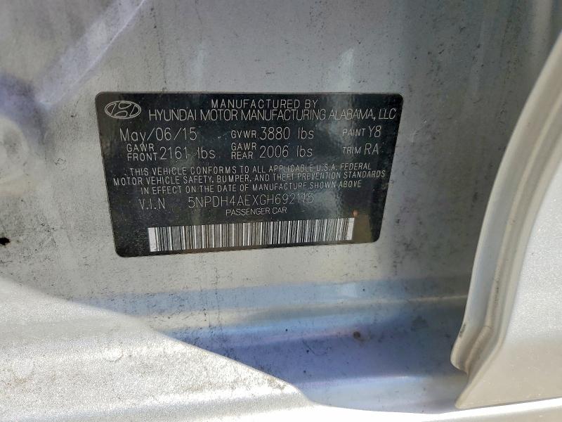 2016 Hyundai Elantra მანქანა იყიდება აუქციონზე, vin: 5NPDH4AEXGH692115, აუქციონის ნომერი: 49487236
