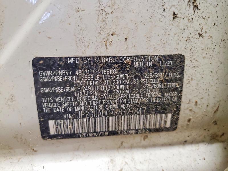 2024 Subaru Crosstrek მანქანა იყიდება აუქციონზე, vin: JF2GUADC7R8327847, აუქციონის ნომერი: 51464846
