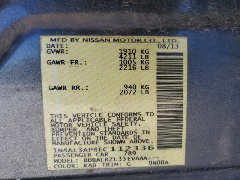 Продажа на аукционе авто 2014 Nissan Altima, vin: 1N4AL3AP4EC112336, номер лота: 51203386