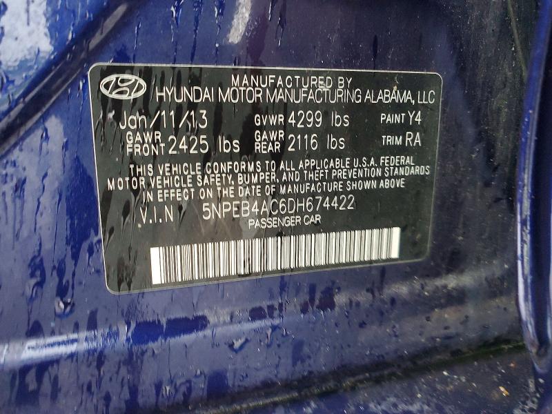 Продажа на аукционе авто 2013 Hyun Sonata, vin: 5NPEB4AC6DH674422, номер лота: 51000726
