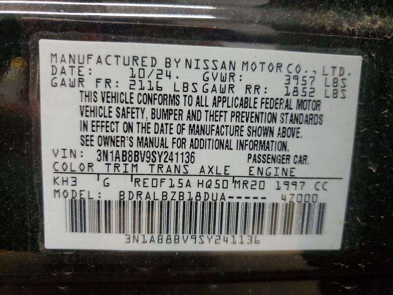 2025 Nissan Sentra მანქანა იყიდება აუქციონზე, vin: 3N1AB8BV9SY241136, აუქციონის ნომერი: 49894946