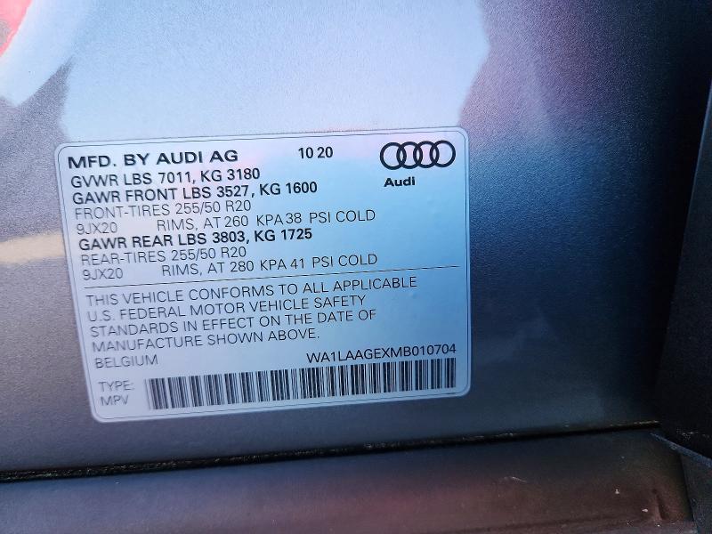 Aukcja sprzedaży 2021 Audi E-tron, vin: WA1LAAGEXMB010704, numer aukcji: 49129056