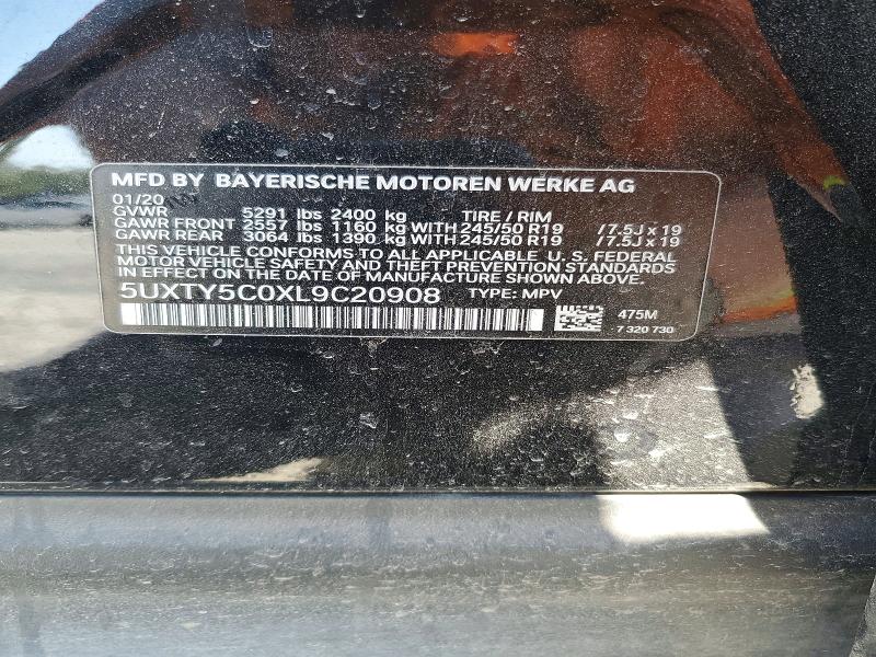 48577316 :رقم المزاد ، 5UXTY5C0XL9C20908 vin ، 2020 Bmw X3 مزاد بيع