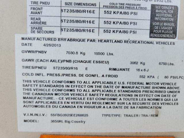 2014 Heartland Rv Big Countr მანქანა იყიდება აუქციონზე, vin: 5SFBG3925EE268625, აუქციონის ნომერი: 48232686