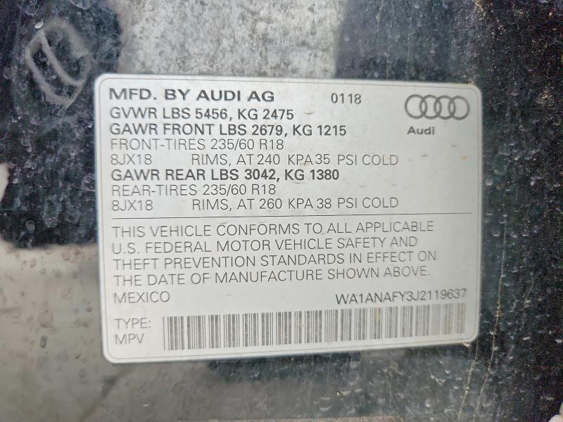 Aukcja sprzedaży 2018 Audi Q5, vin: WA1ANAFY3J2119637, numer aukcji: 49160896
