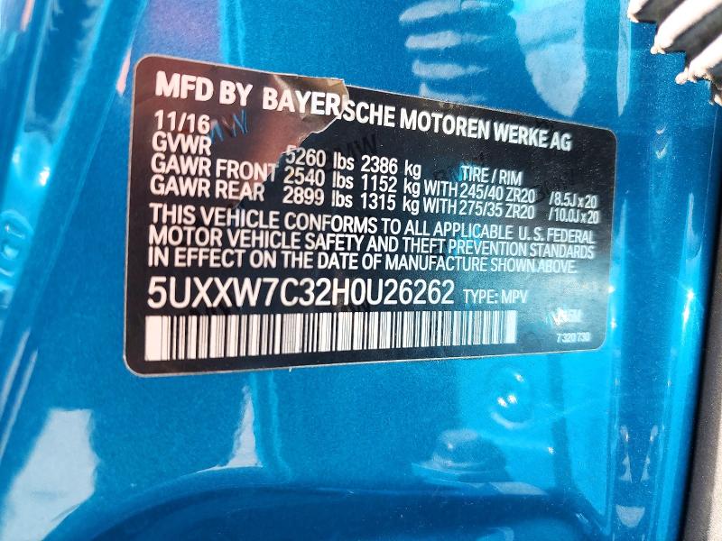 Aukcja sprzedaży 2017 Bmw X4, vin: 5UXXW7C32H0U26262, numer aukcji: 50896696