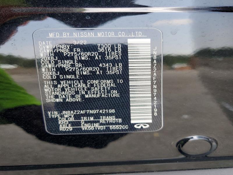 Продаж на аукціоні авто 2022 Infiniti Qx80, vin: JN8AZ2AF7N9742198, номер лоту: 50500656