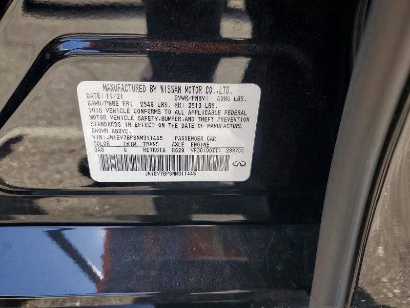 50046706 :رقم المزاد ، JN1EV7BP6NM311445 vin ، 2022 Infiniti Q50 مزاد بيع